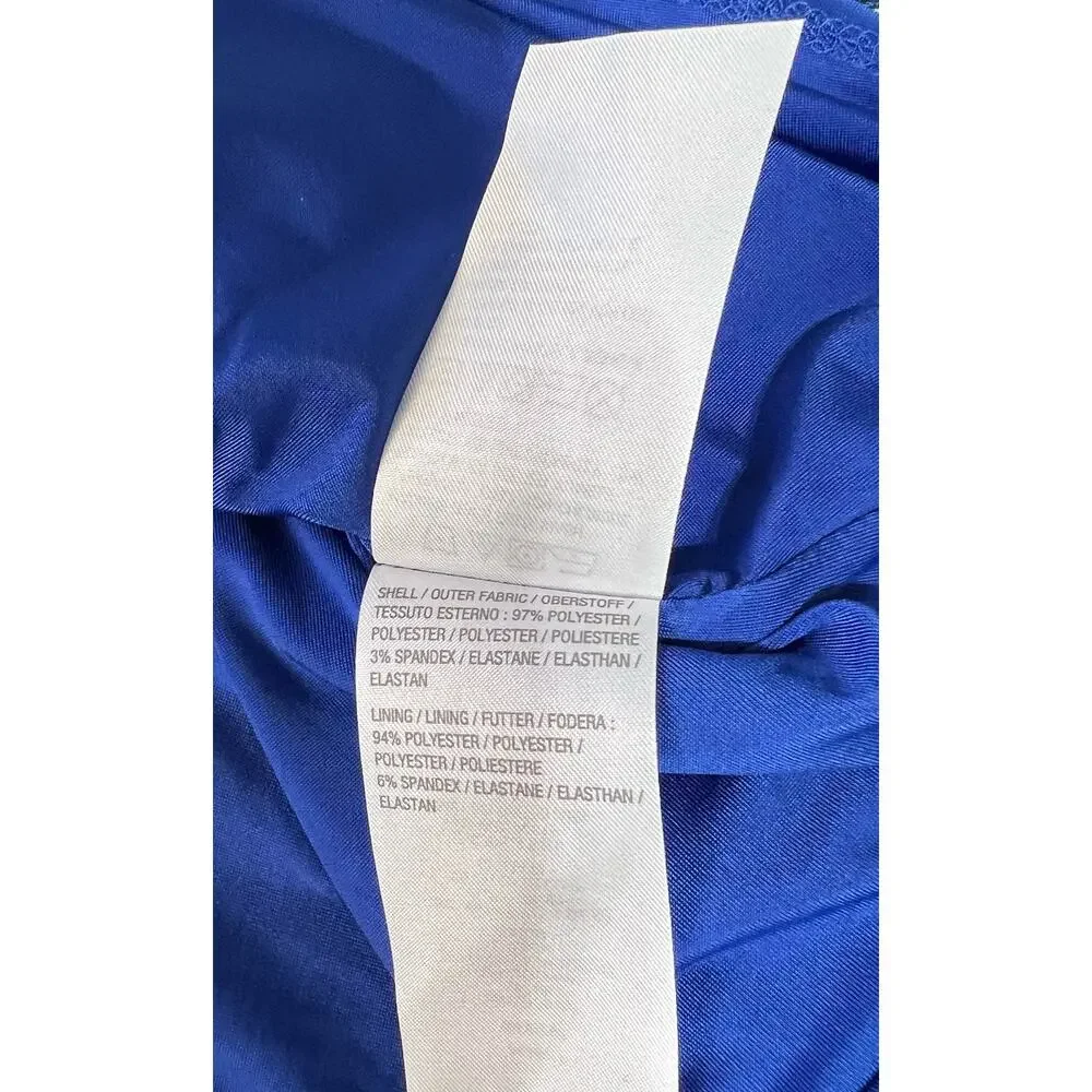 QVC Susan Graver Printed Mesh V-Neck 3/4 Sleeve Tiered Dress NWOT SIZE L LAPIS - Picture 7 of 9